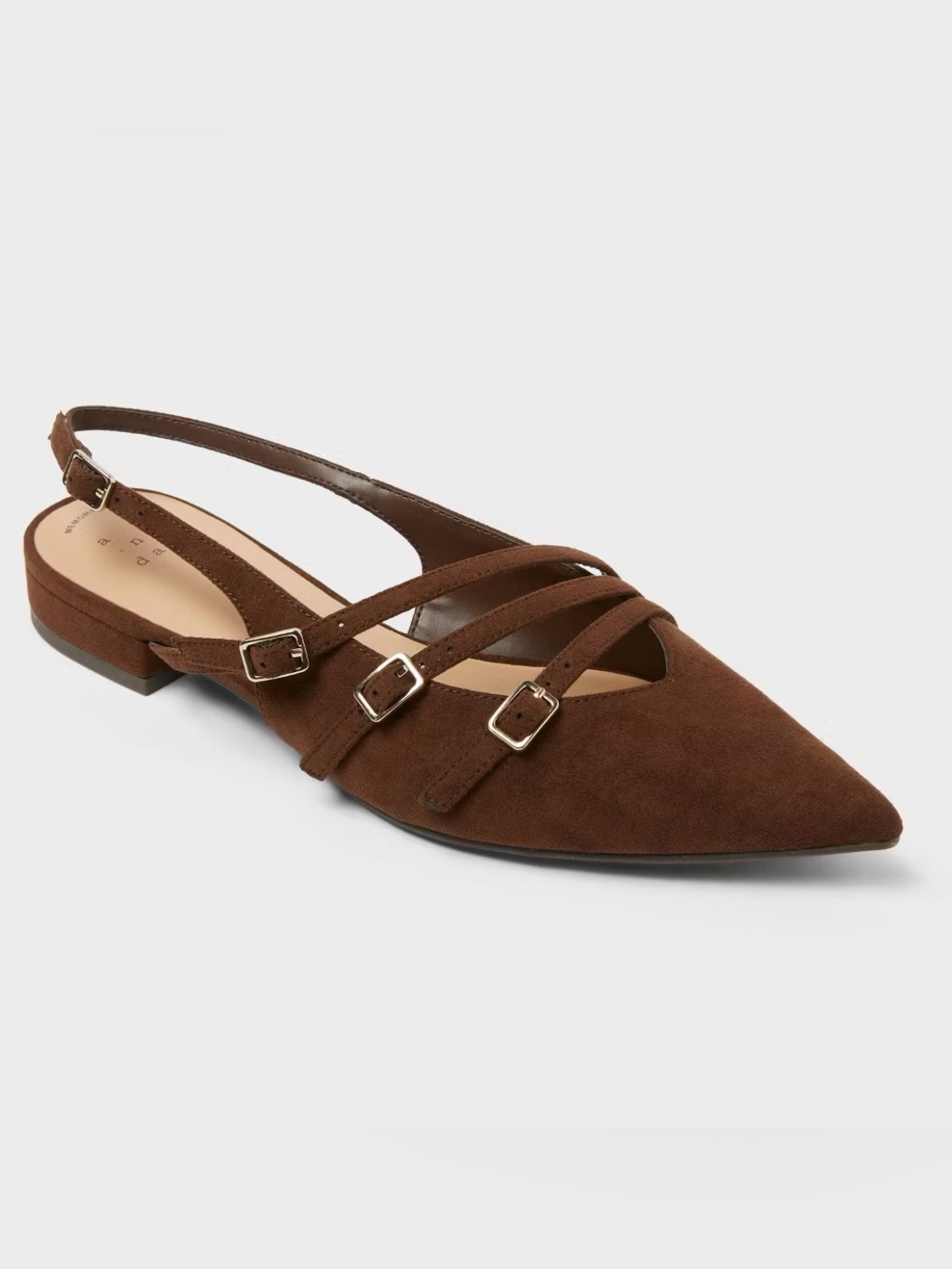 A New Day❣️ Brown Faux Suede Slingback Pointed Toe Memory Foam 8.5